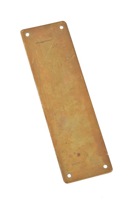 single oversized c. 1920's american flush mount commercial building swinging door oversized push plate comprised of bronze metal