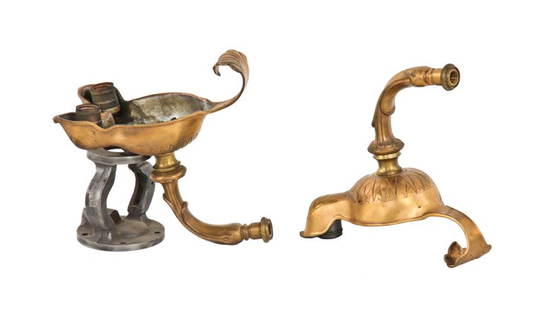 pair of matching unusually-shaped neo classical style ornamental cast bronze interior wall-mount cook county criminal courts building wall sconces