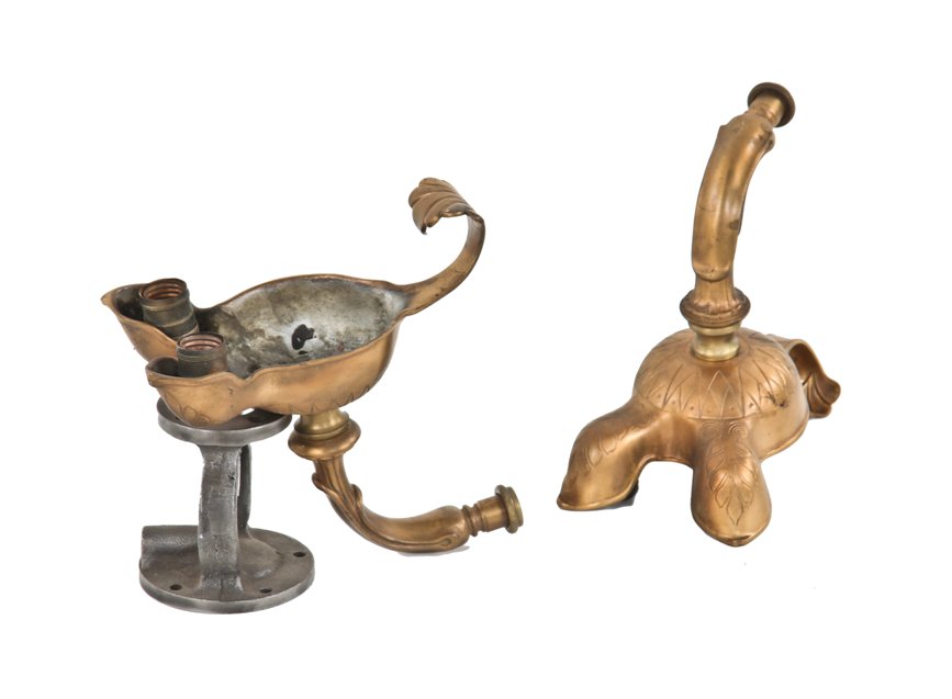 unique and striking c. late 1920's american ornamental cast bronze cook county criminal courts building interior wall sconces