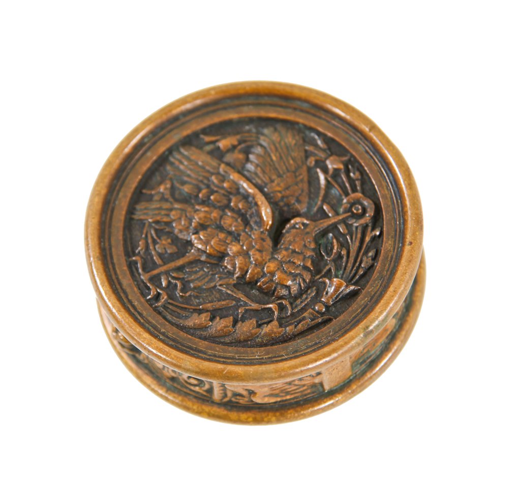 exceptional c. 1880's antique american ornamental cast bronze "hummingbird" drum-shaped figural residential doorknob with finely cast detail