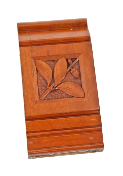 remarkable 19th century antique american aesthetic movement hand-carved solid cherry wood interior residential header block with uniform finish