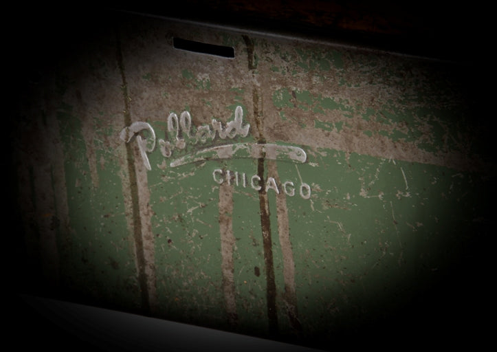 original late 1930's american vintage industrial rock hard maple wood top factory machine shop workbench with opposed pull-out steel drawers