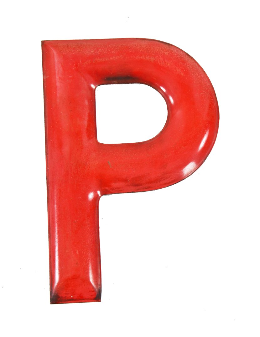 single american depression era cold-rolled steel cherry red porcelain enameled exterior single-sided service station letter sign
