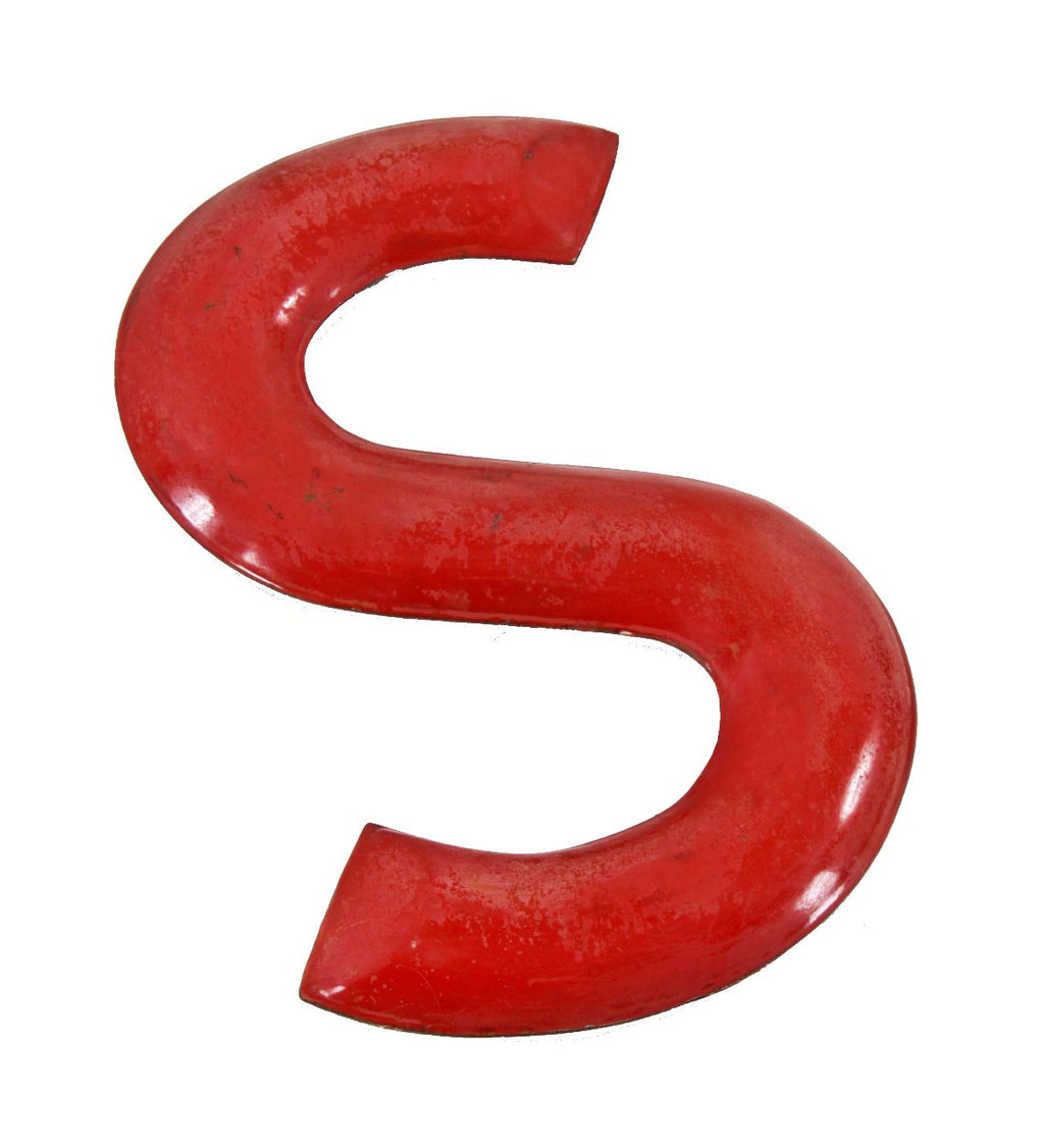 depression era antique american vintage industrial pressed and folded beveled edge red porcelain enameled exterior service station sign letter