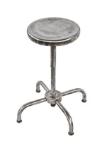refinished american industrial late 1940's fully adjustable telescoping "adjustrite" four-legged tubular steel factory stationary stool