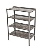 robust c. 1930's american vintage industrial freestanding all-welded brushed cold-rolled steel open-ended multi-purpose shelving rack