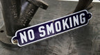 largely intact late 1920's american interborough rapid transit company "no smoking" new york city subway station cobalt blue informational sign