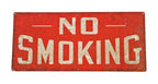 original american industrial c. 1940's single-sided die cut steel "no smoking" factory wall-mount informational sign with bold white lettering
