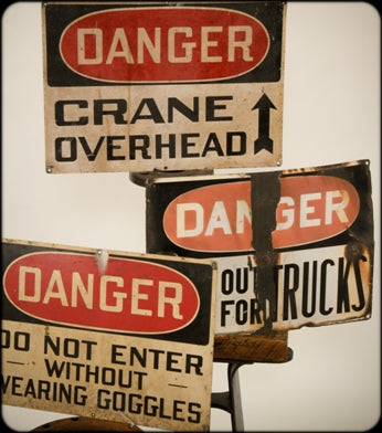 original early 1940's vintage american industrial j. w. stonehouse-designed "do not enter" factory machine shop cautionary or danger sign