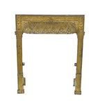 c. late 19th century metallic gold enameled american victorian era ornamental cast iron fireplace gas insert surround with fluted pilasters