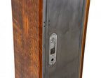 solidly built vintage american industrial repurposed single unit cedar wood freestanding locker with brushed metal louvered and hinged door