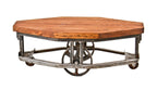 unusually-shaped and distinctive looking c.. 1930's american industrial all-welded tubular steel steel mill factory cart with newly added tabletop