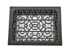 partially intact late 19th century antique american victorian era "brilliant" pattern ornamental black enameled cast iron floor register
