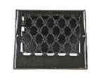 original early 20th century ornamental cast iron single louvered interior residential black enameled baseboard heat register