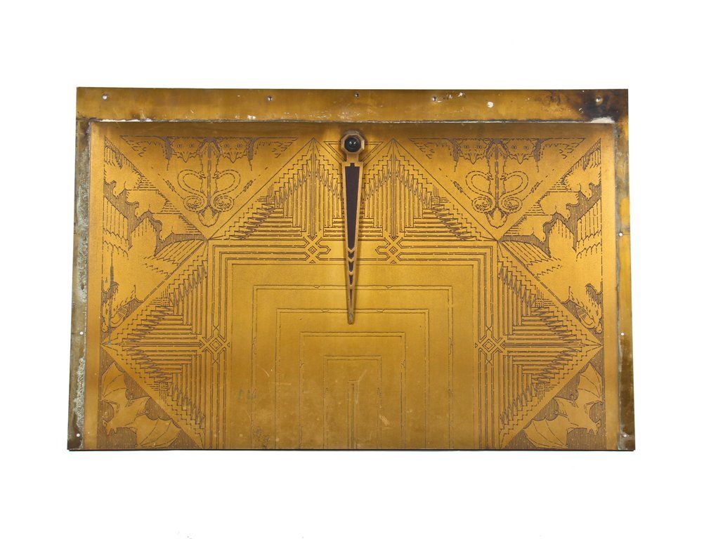 very impressive early 1930's american depression era museum-quality interior rookery building drummond elevator door transom panel with indicator