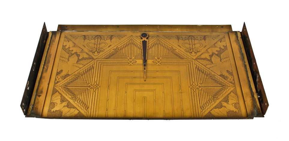 all original museum-quality c. 1930's american art deco style rookery building interior lobby stamped bronze metal elevator door transom panel