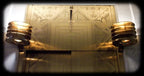 all original museum-quality c. 1930's american art deco style rookery building interior lobby stamped bronze metal elevator door transom panel