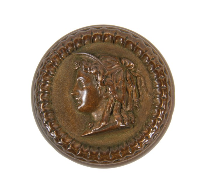 finely cast 19th century american high victorian ornamental cast bronze "lady with bonnet" residential figural doorknob with original surface patina