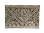 original early 1930's american art deco style exterior speckeled glaze nortown theater building facade frieze panel with chevron and floral motifs