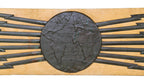 very rare c. 1920's american art deco cast bronze western telegraph company building exterior facade ornament featuring a globe flanked by lightning bolts