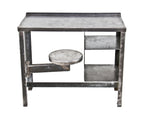 incredibly durable vintage american industrial heavy gauge steel baltimore prison cell desk with compartmentalized module and swing-out seat