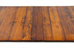 original vintage american c. 1940's industrial refinished heavy gauge tubular steel four-legged stationary table with newly added varnished pine wood top