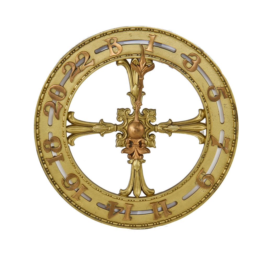 remarkable early 20th century ornamental cast bronze and iron la salle hotel lobby elevator floor indicator with directional arrow