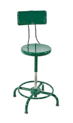 fully functional c. 1940's american vintage industrial telescoping "adjusrite" green enameled cook county hospital laboratory stool