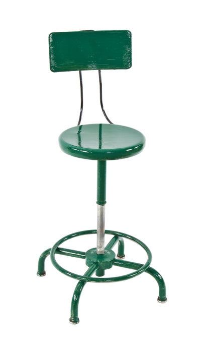 fully functional c. 1940's american vintage industrial telescoping "adjusrite" green enameled cook county hospital laboratory stool