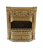 rare late 19th century american victorian era "perfection line" interior residential gold enameled fireplace gas insert or grate with original valve key