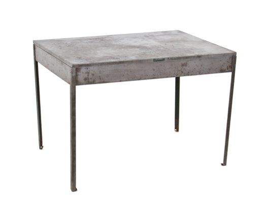 original lightweight c. 1930's vintage american industrial pressed and folded cold-rolled steel "hamilton-economy" drafting room table with detachable top