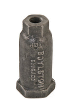 c. 1920's american antique industrial cast iron boylston threaded-end steam supply component or fitting with embossed lettering