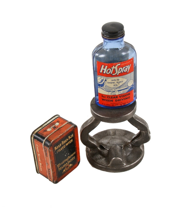 original c. 1920's american industrial refinished freestanding cast iron diminutive boylston factory steam valve bonnet display stand