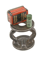 vintage american industrial "new old stock" cast iron freestanding boylston steam valve bonnet diminutive display stand