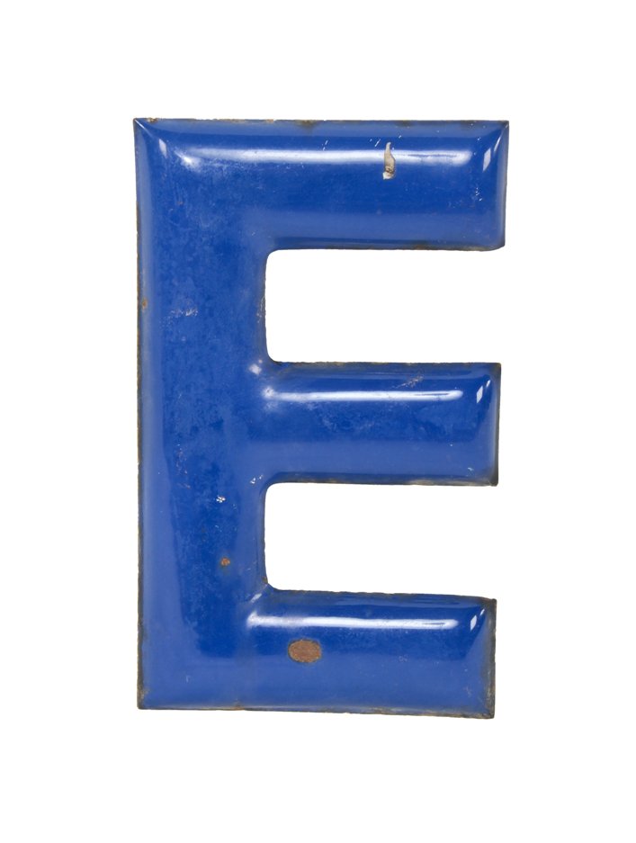 vintage american single-sided cobalt blue porcelain enameled die cut steel exterior standard service station letter sign