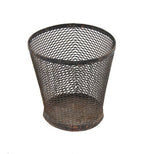 depression era american vintage industrial factory office diamond steel mesh waste basket with original black paint finish