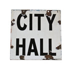 c. 1930's american industrial single-sided new york subway city hall station flush mount porcelain enameled column sign