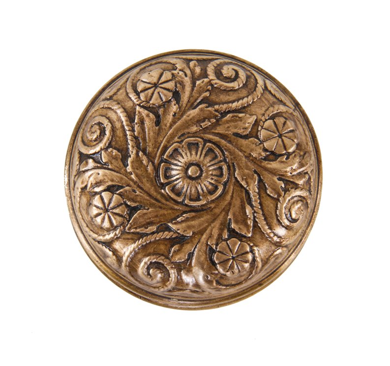 hard to find oversized c. 1880's antique american ornamental cast bronze drum-shaped entrance size "rope" pattern doorknob