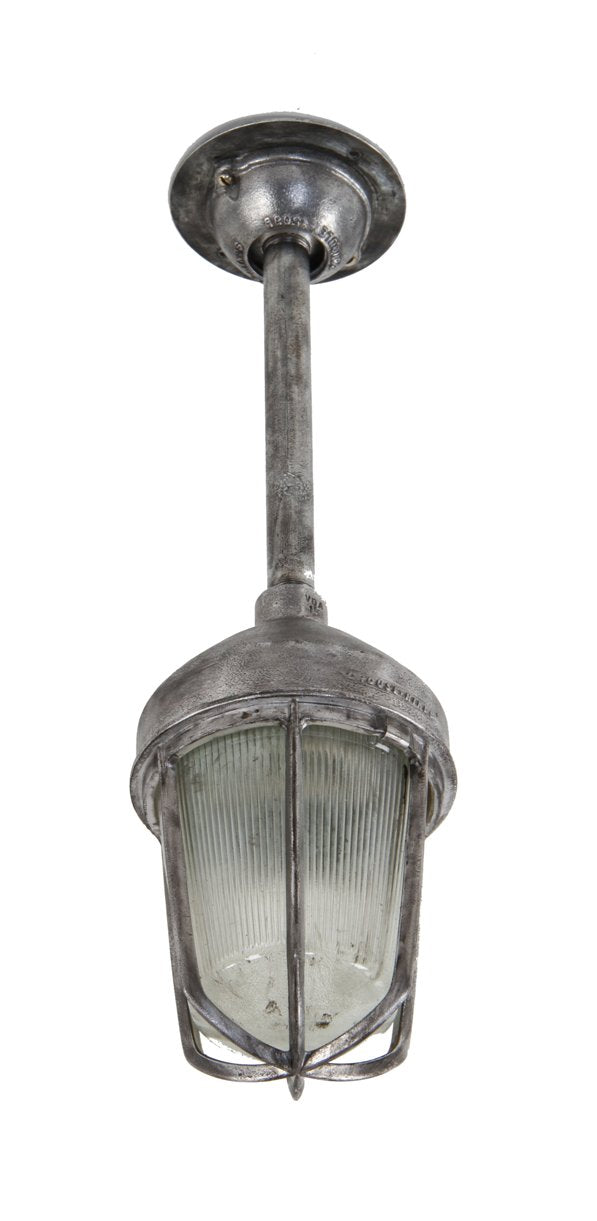 "explosion proof" american vintage industrial paint factory hazardous area single electric pendant light with fluted glass globe