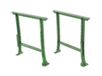 c. 1940's american vintage industrial "factory green" enameled cold-rolled steel workbench or table legs with flared feet