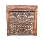 exceptional late 19th century american antique copper-plated ornamental cast iron residential fireplace grate with detachable summer cover