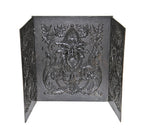 extraordinary 19th century american victorian era three-piece sectional ornamental cast iron residential fireplace fireback