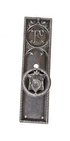 refinished late 19th century american gothic style downtown chicago fisher building monogrammed office door hardware