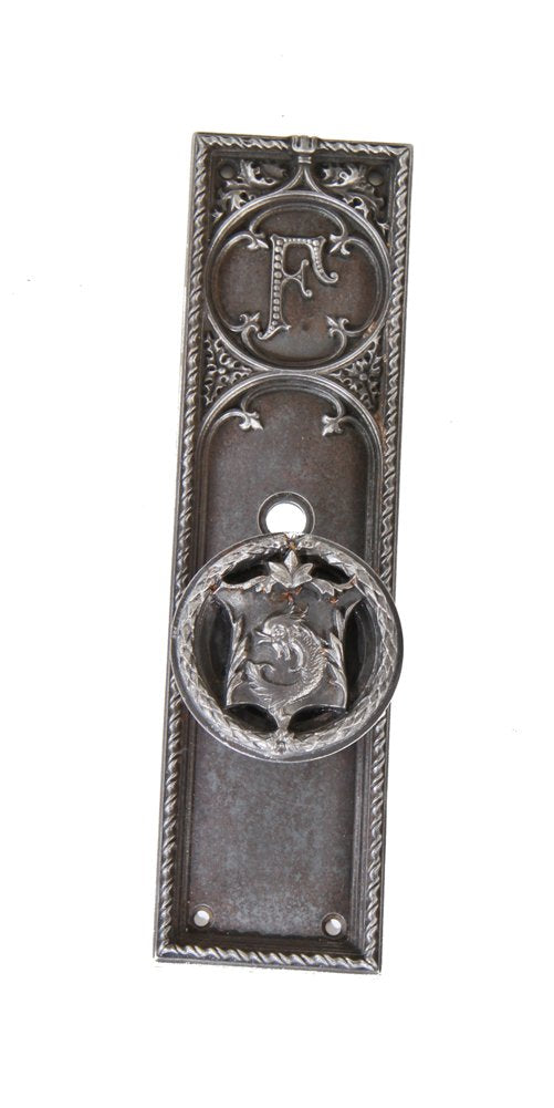 refinished late 19th century american gothic style downtown chicago fisher building monogrammed office door hardware