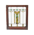 original american prairie school leaded art glass interior residential strongly geometric window with intact wood sash frame