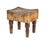 early 20th century american antique industrial beef cattle or swine reinforced maple wood butcher-block table