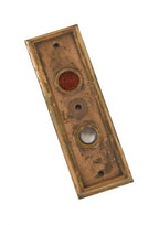 original c. late 1920's american single-sided flush mount commercial building otis elevator push button backplate with amber glass inset