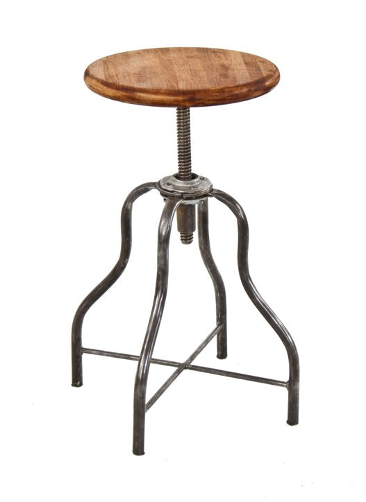 late 1920's vintage american medical heavy gauge bent tubular steel four-legged adjustable height stool with revolving seat