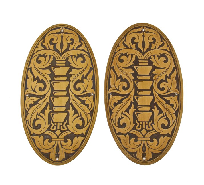 american c. 1909 antique ornamental single-sided bronze metal historic la salle hotel building elevator door plaques
