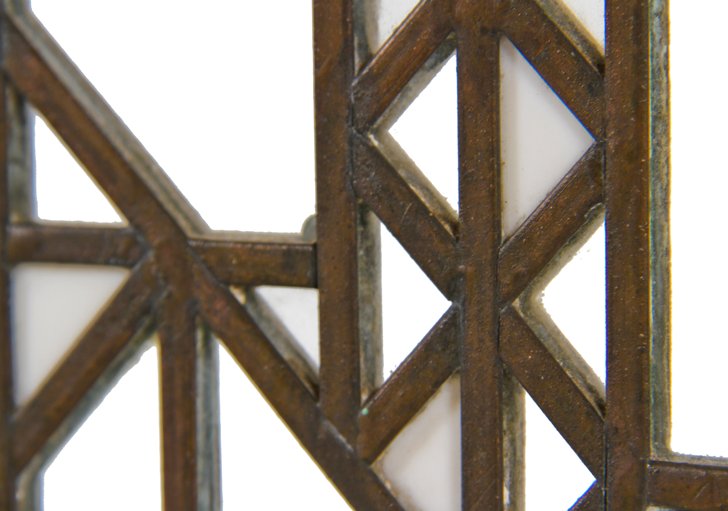 single remarkable c. 1913 original and intact frank lloyd wright-designed francis w. little house leaded art glass window with copper-coated zinc caming